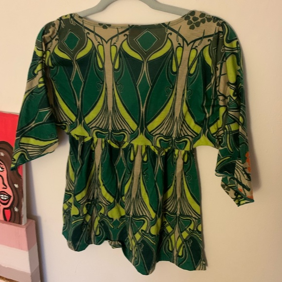 Green and yellow floral print top - Picture 2 of 2